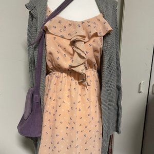 Light Pink Ruffle Dress with Anchor Print